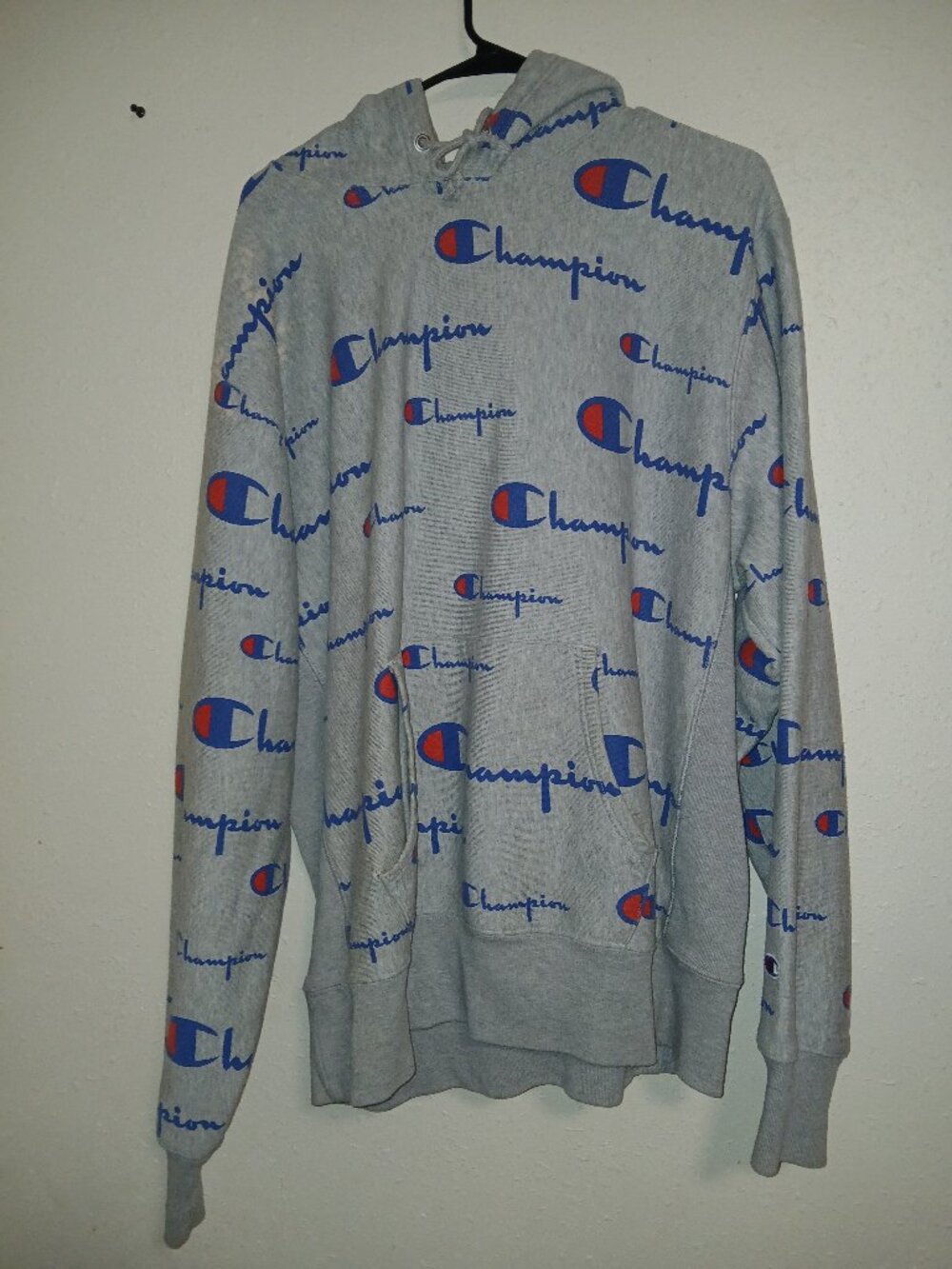 champion all over print hoodie size Xl